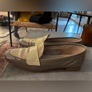 AGL Beige and Cream Leather Loafers. Size 37